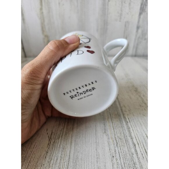 Pottery Barn Cupid reindeer mug cup Xmas decor bow - Picture 6 of 6